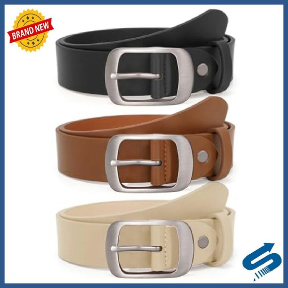 3 Pack Women\'s Faux Leather Belts 1.3\